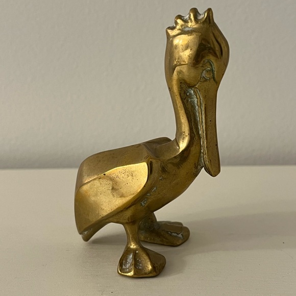 Vintage Brass Pelican Bird Figurine Statue Decor - Picture 1 of 6